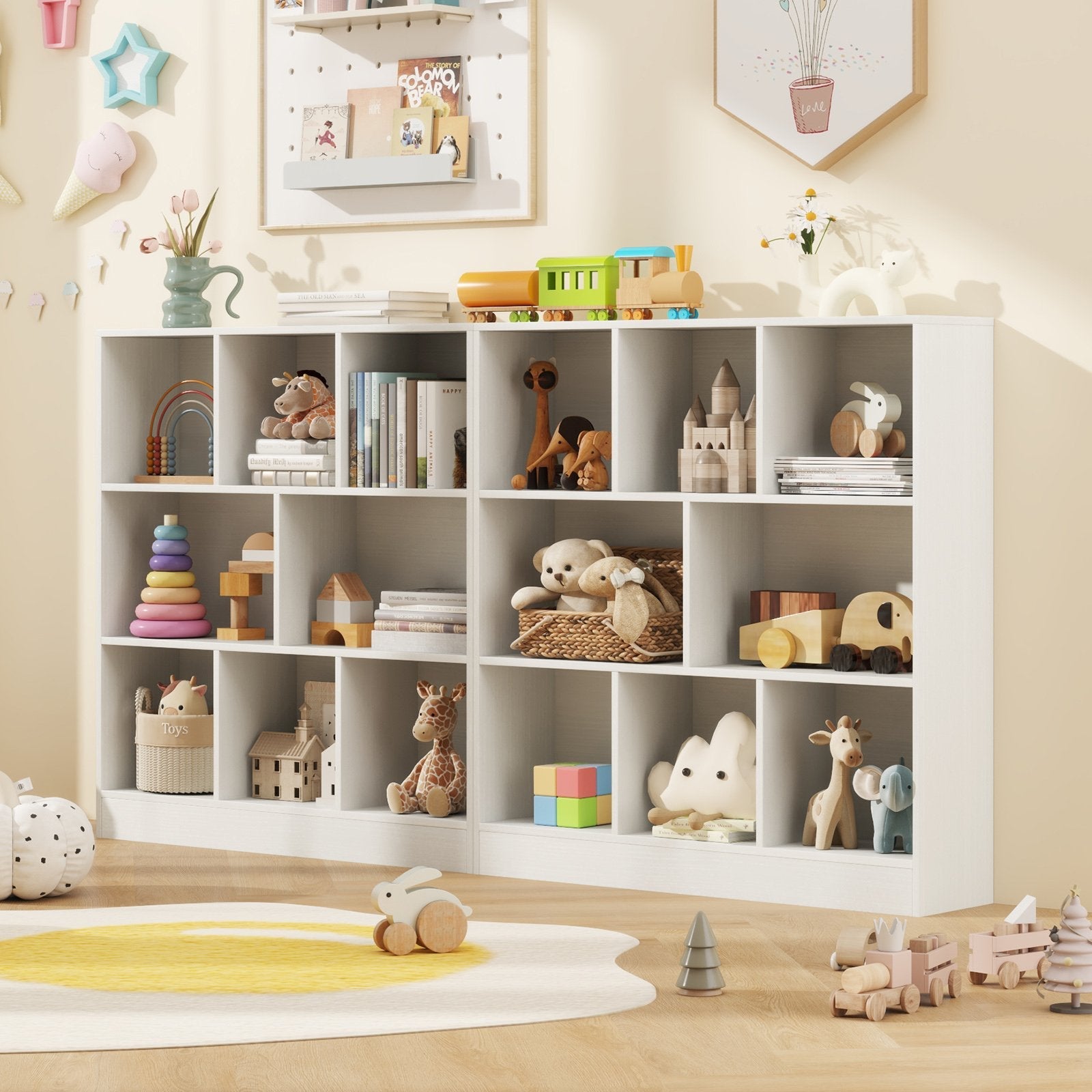 41 Inches 8-Cube Freestanding Bookcase for Kids-Natural