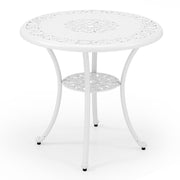 31.5 Inch Round Patio Dining Table for 4 Cast Aluminum with 2-Inch Umbrella Hole