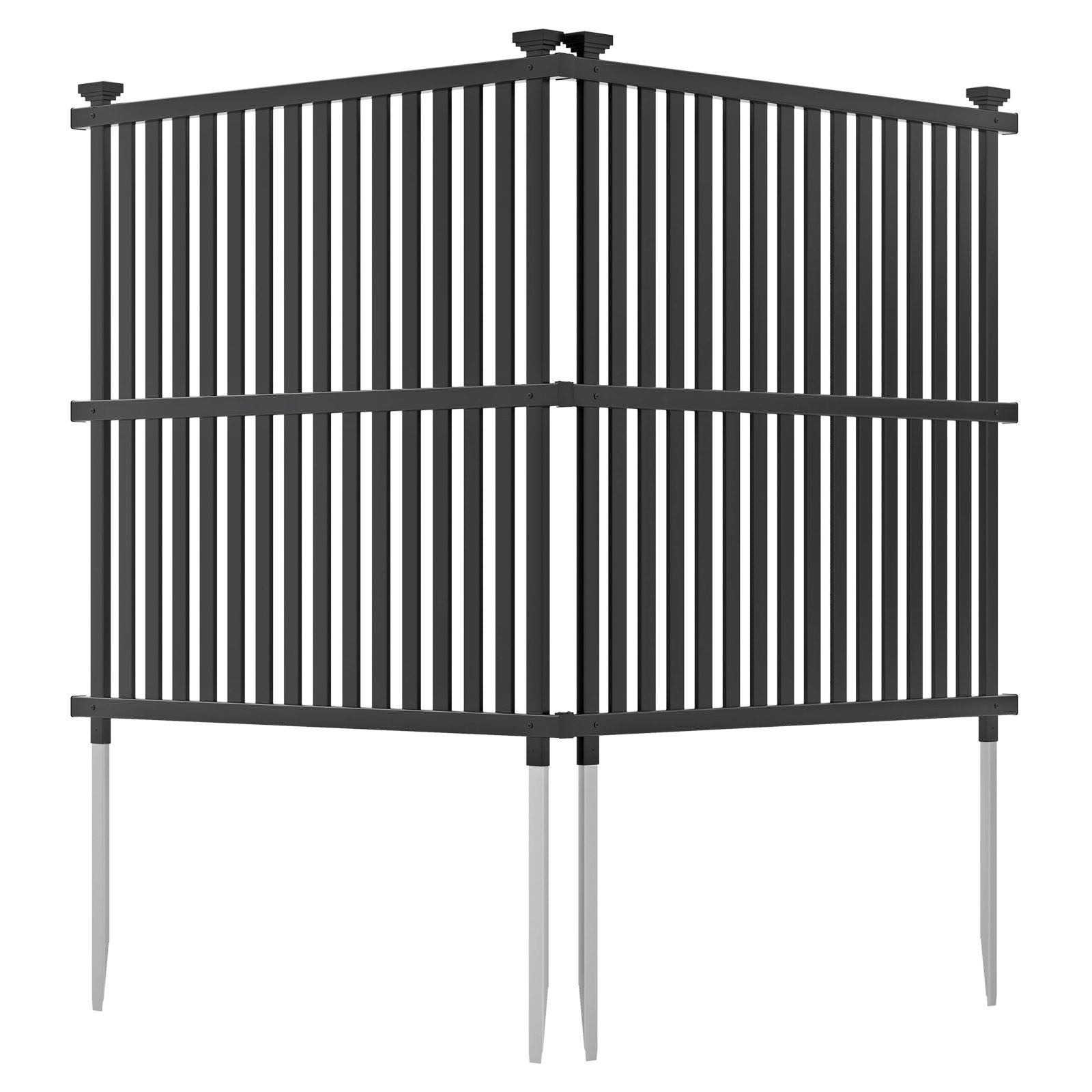 Air Conditioner Fence Panel with Metal Ground Stakes for Outside-Black
