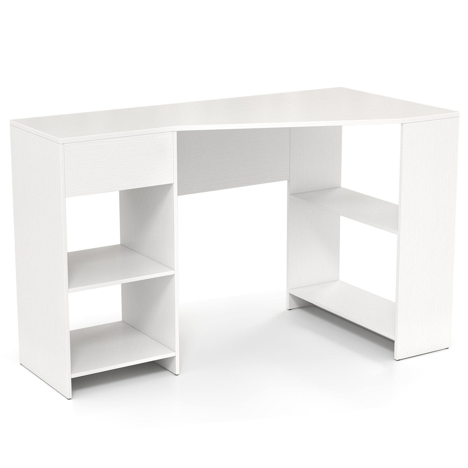 48 Inches L Shaped Corner Executive Computer Desk with Drawer-White