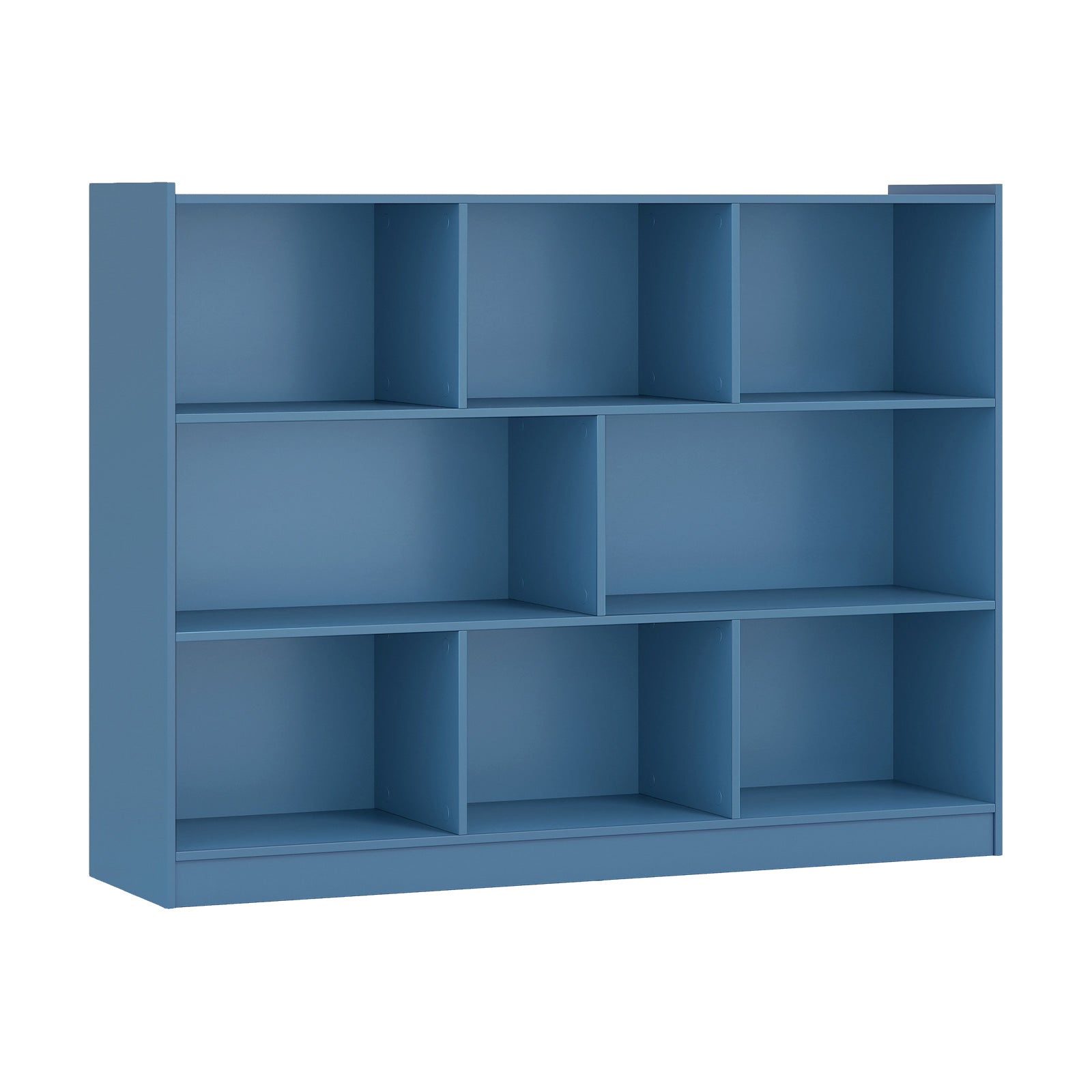 3-Tier Open Bookcase 8-Cube Floor Standing Storage Shelves-Blue