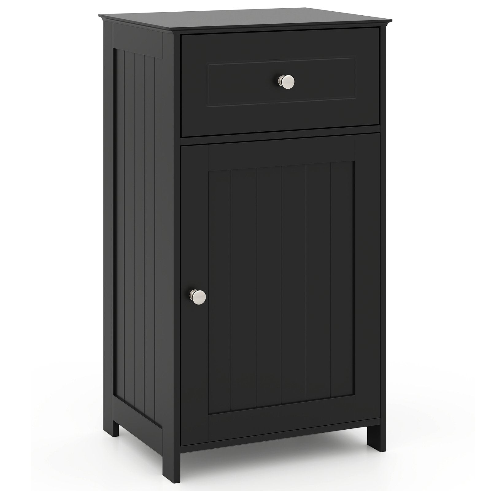 Single Door Bathroom Cabinet with Adjustable Shelf and Drawer-Black
