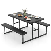 Picnic Table Bench Set for 2-4 People Outdoor Rectangular Camping Dining Table-Black