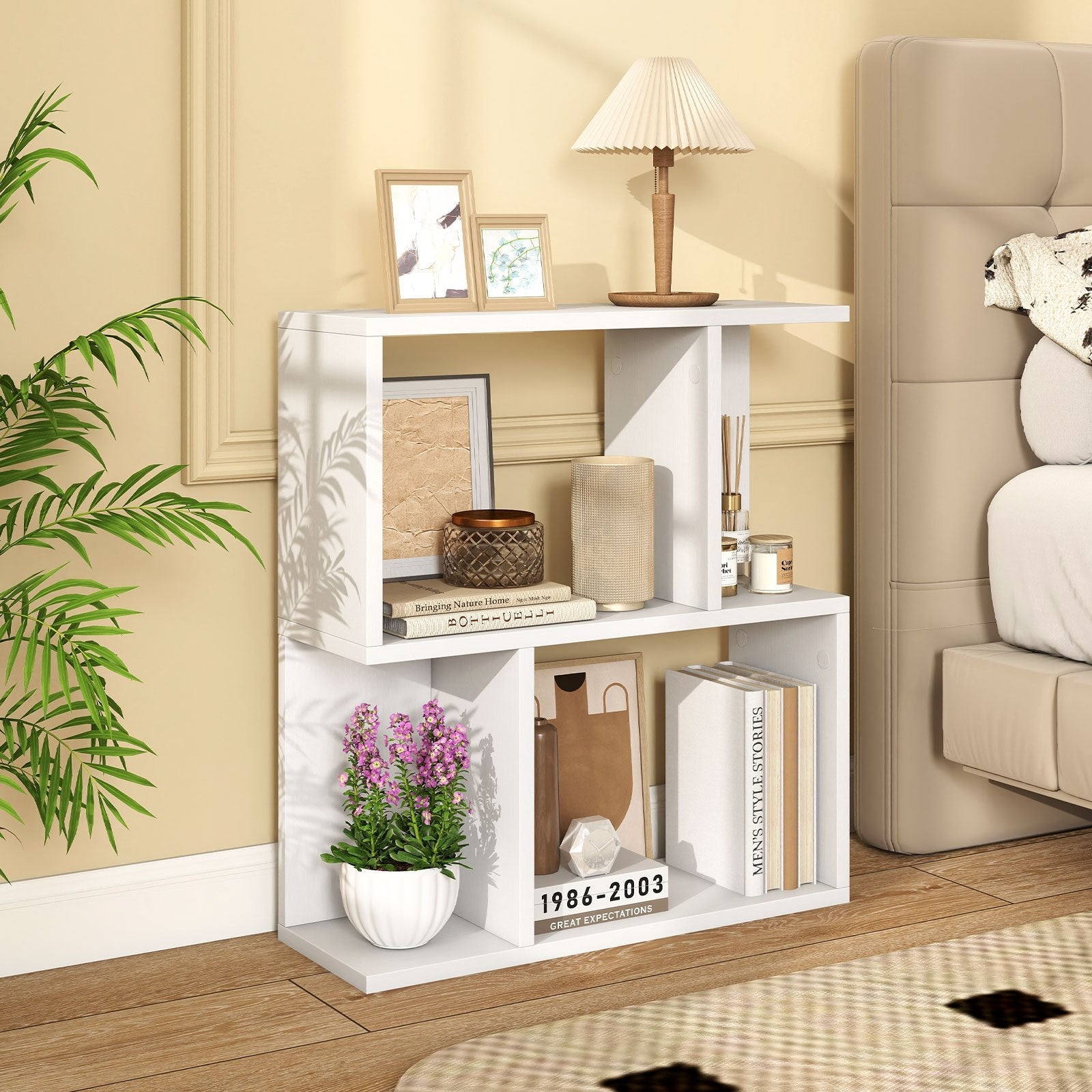 3-Tier Bookshelf with Display Shelf for Small Space-Black