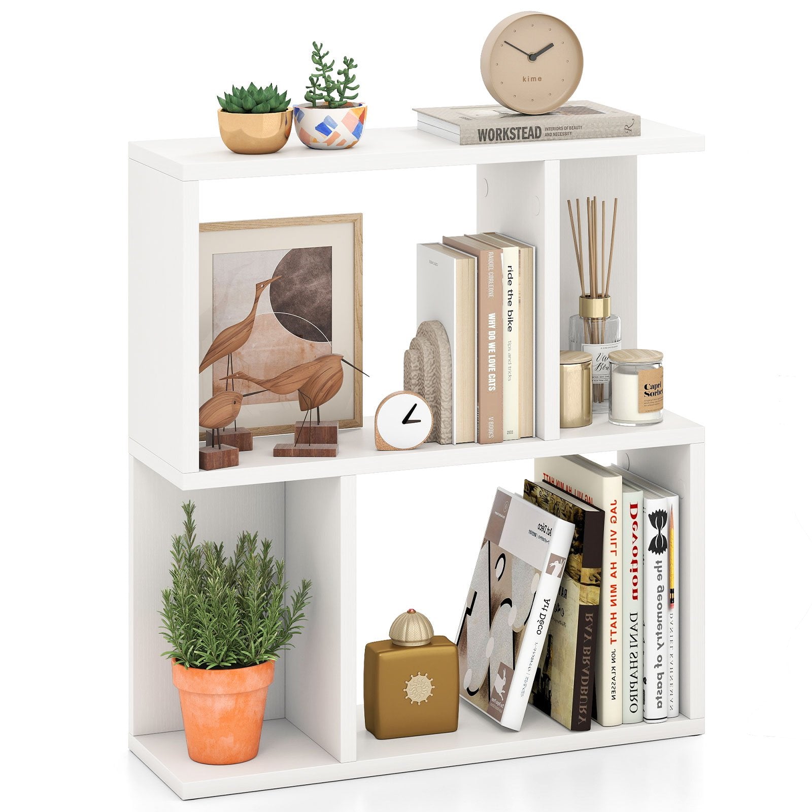 3-Tier Bookshelf with Display Shelf for Small Space-Black