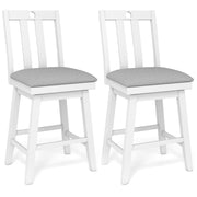 25 Inch Modern Bar Stools Set of 2 with Upholstered and 360° Rotation Seat-White