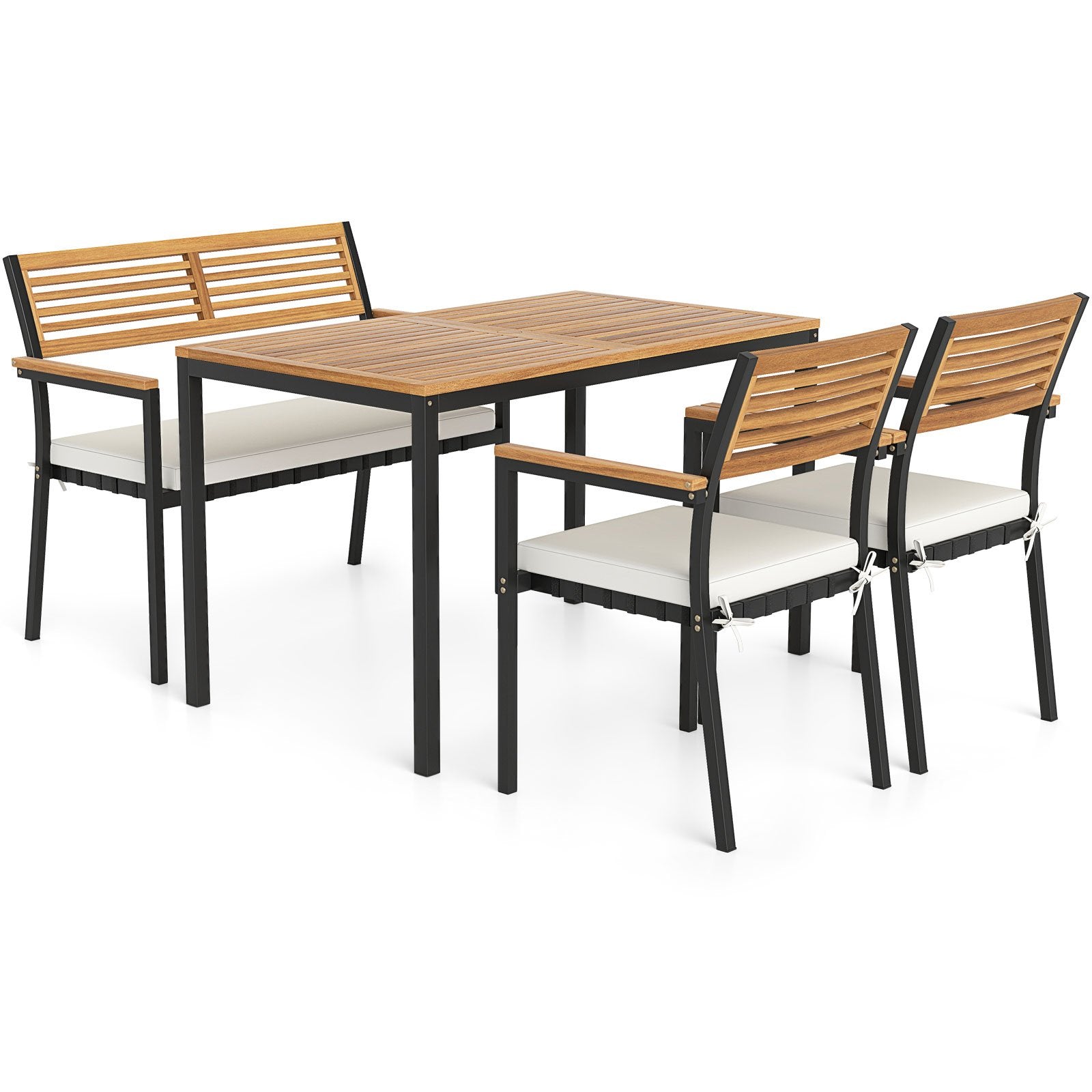 4-Piece Patio Furniture Set Outdoor Dining Chair Set-White