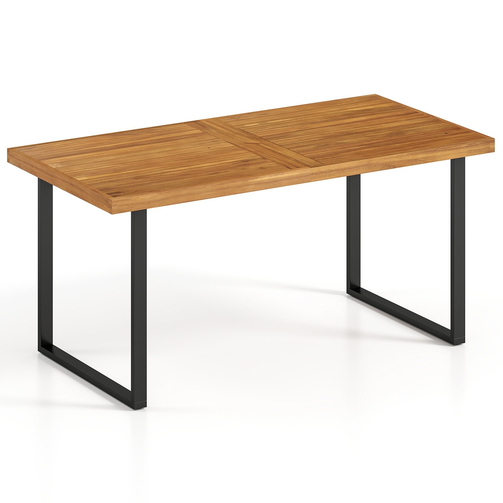 Acacia Wood Dining Table for 6 People Wooden Rectangular Table