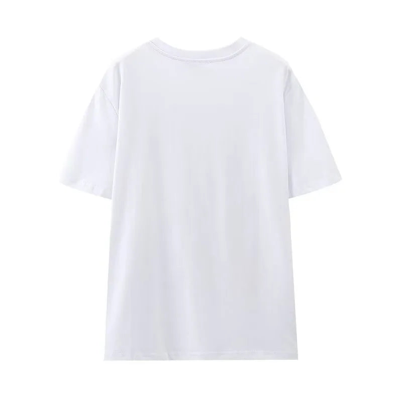 Women's T-shirts Blouse O-neck Top Cotton Tshirt Shirt Casual Tops Tees Short Sleeve Tee