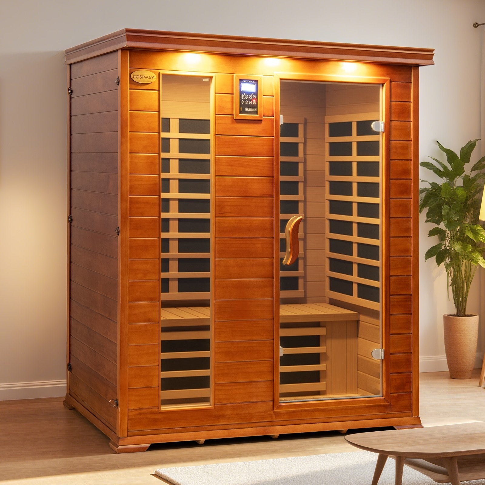 3 Persons Infrared Sauna Canadian Hemlock and Red Cedar Wood Far Infrared Sauna Room