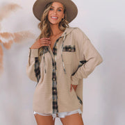 Plaid Casual Hooded Drawstring Coat