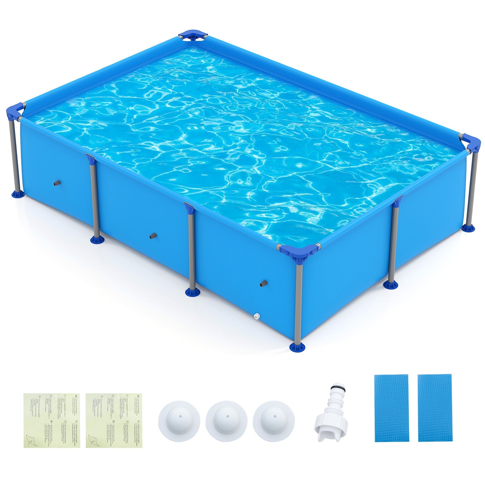 690/978/1158/1617 Gal Outdoor Family Swimming Pool with Metal Frame-6 ft