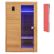 2 People Far Infrared Wooden Sauna Room with Free Red Light Therapy for Home
