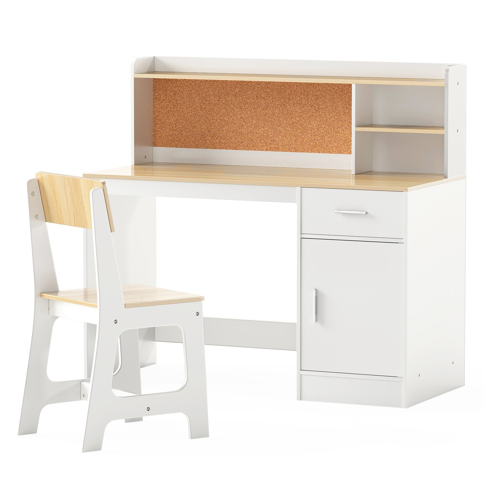 Kids Study Desk and Chair Set Student Table and Chair-Natural