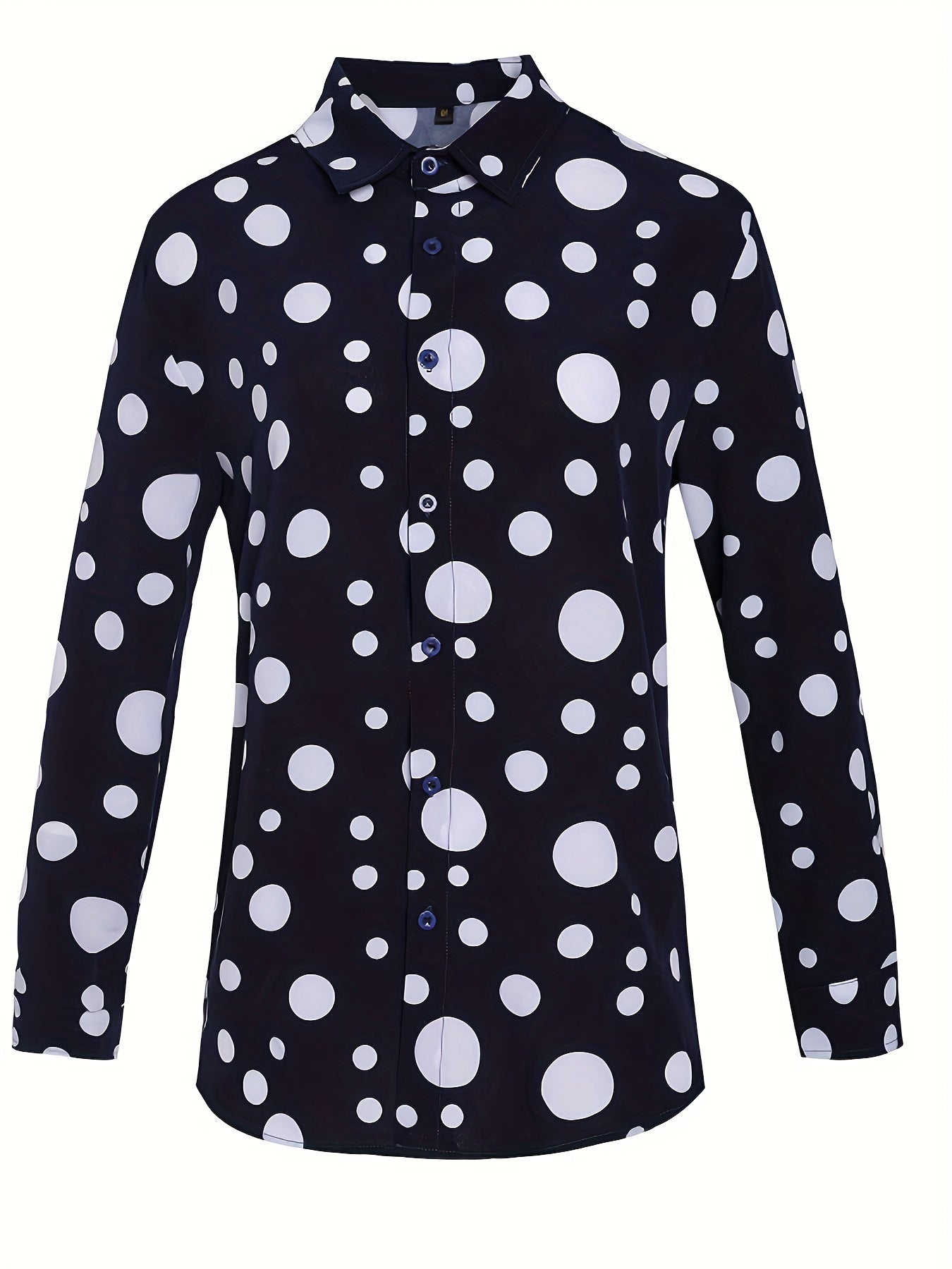 A Casual And Versatile Long-sleeved Shirt With Polka Dot Prints For Teenagers And Men