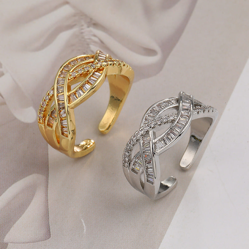 Couple Couple Rings Adjustable Cross Zircon Ring