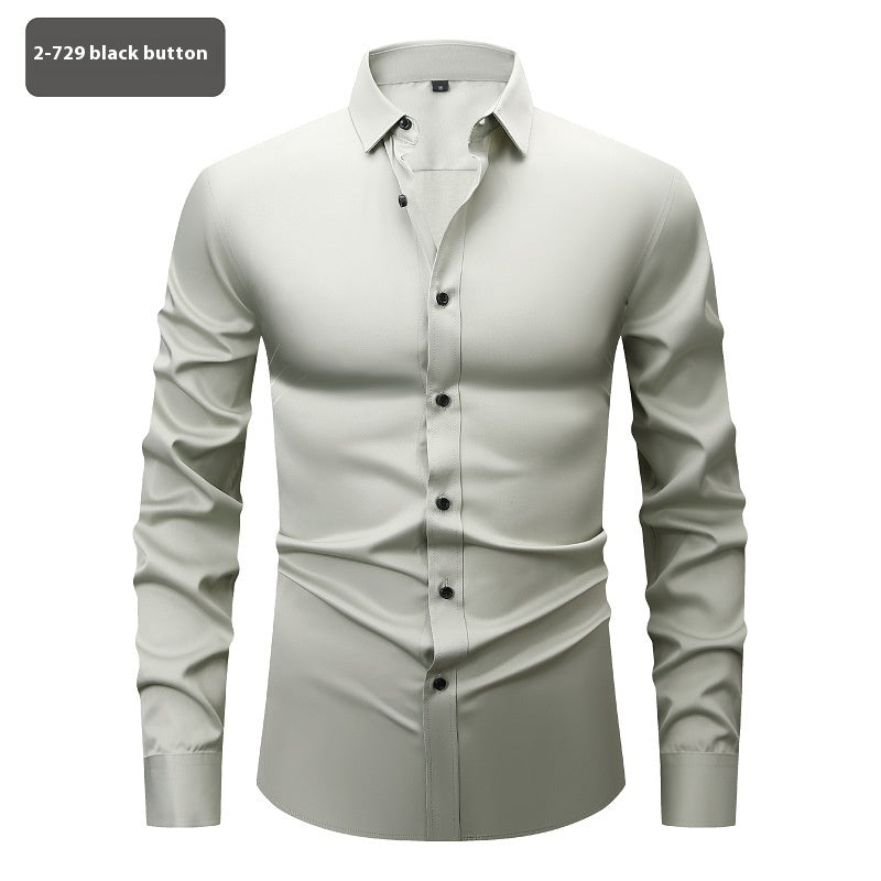 Fashion Personality Four-sided Stretch Shirt Men's Long Sleeve