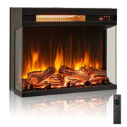 23 Inch 3-Sided Electric Fireplace 1500W Recessed Fireplace Insert-Black