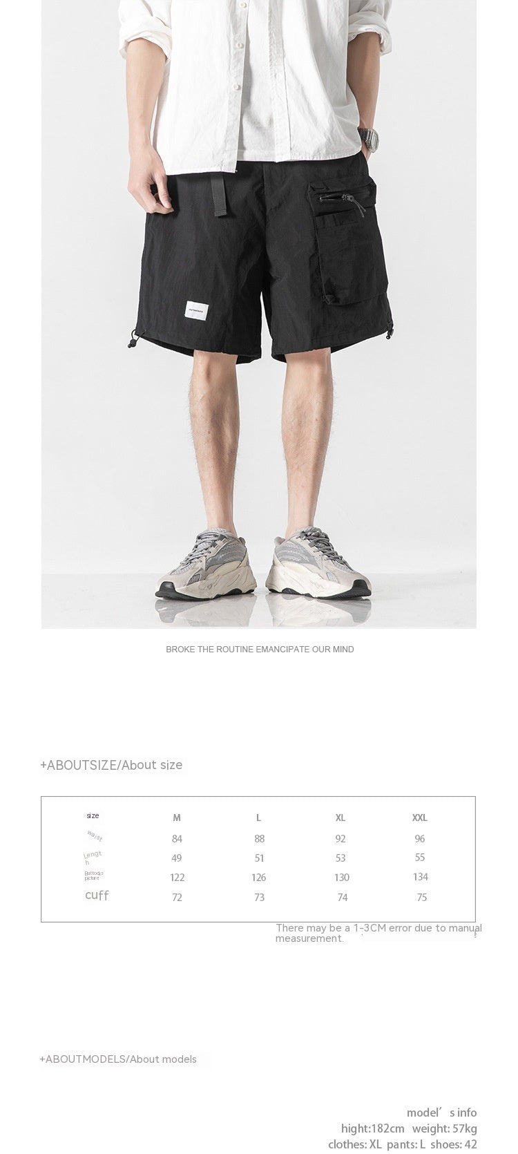 Summer New Big Workwear With Pocket Shorts Men