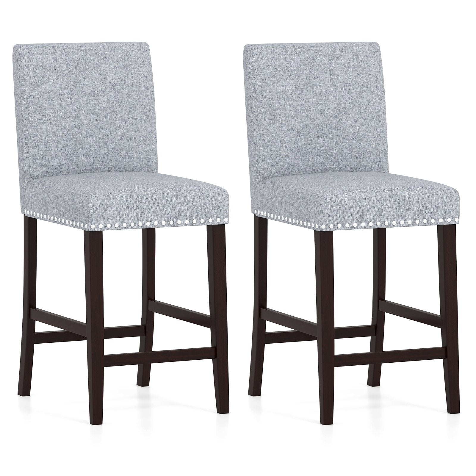 26 inch Counter Height Chairs Set of 2 with Padded Seat and Backrest-Gray