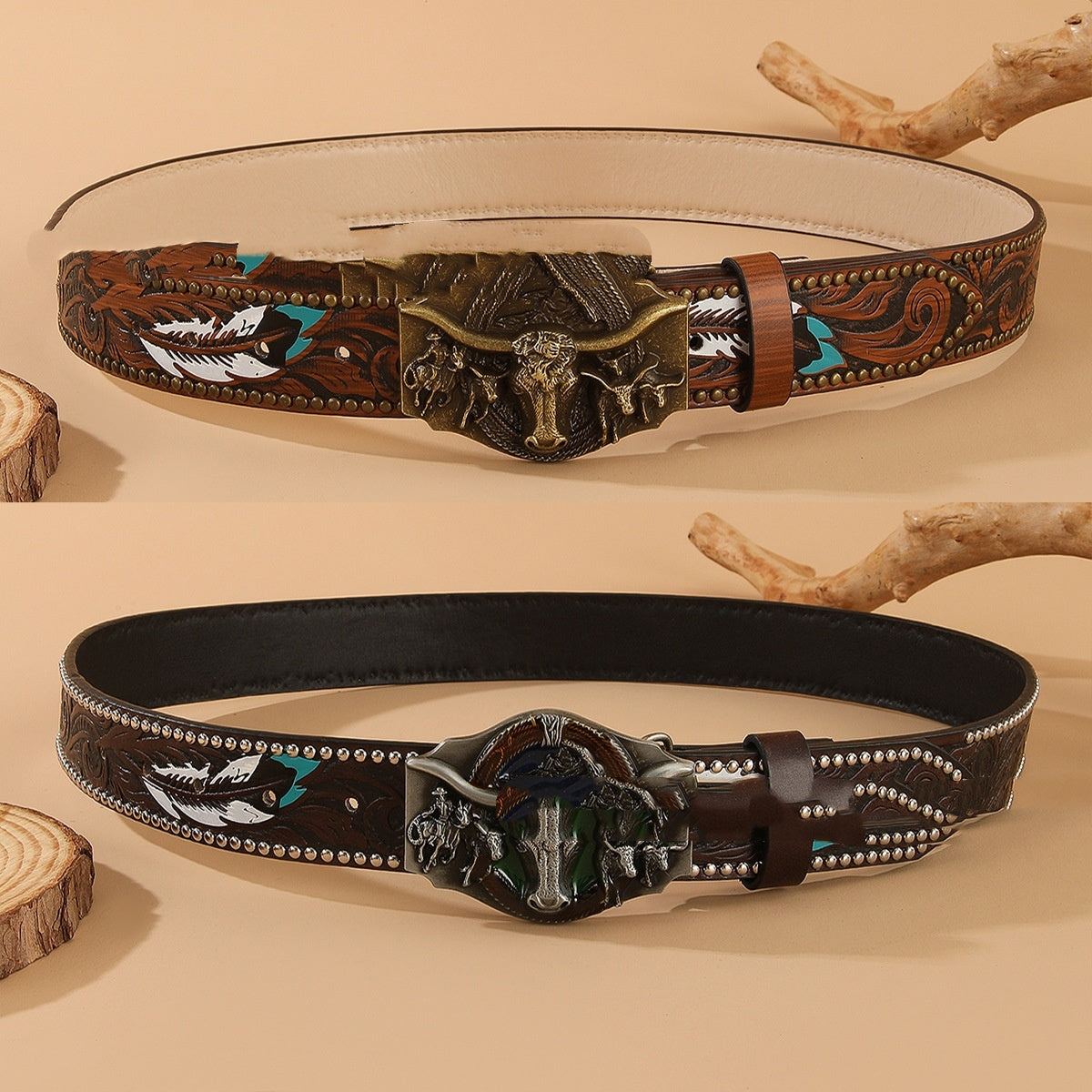 Western Cowboy Bullhead Punk Belt Retro Belt