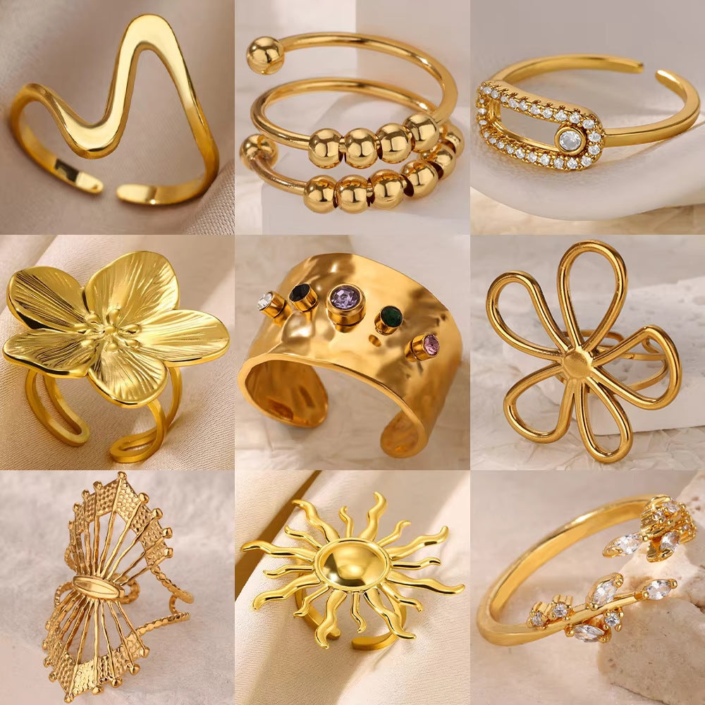 Open Ring Color Crystal Zircon Women