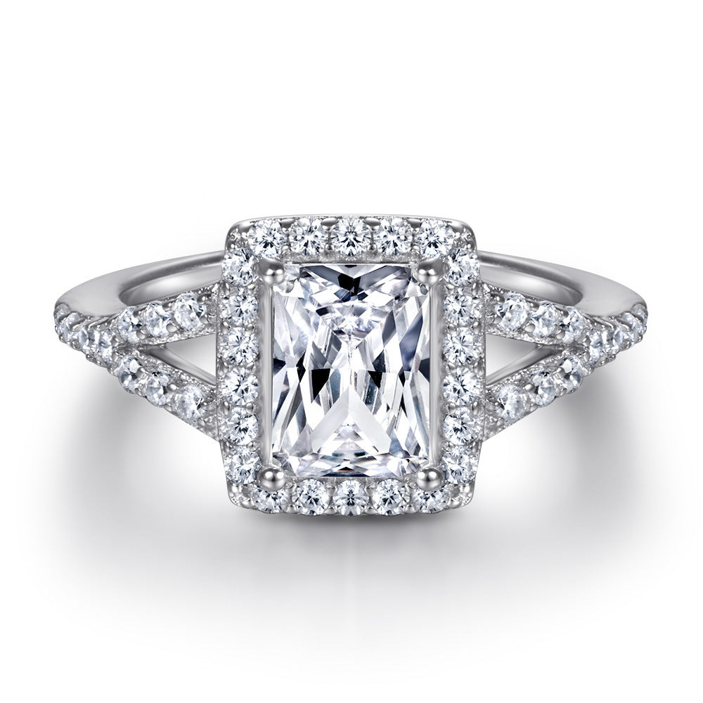 European And American Zircon Silver Ring Fashion Jewelry Women