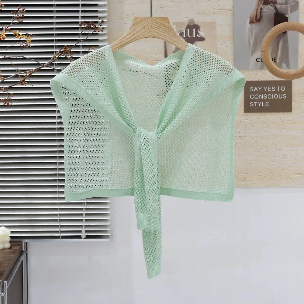 Knitted Shawl Matching Shirt Skirt Outer T-shirt Small Waistcoat