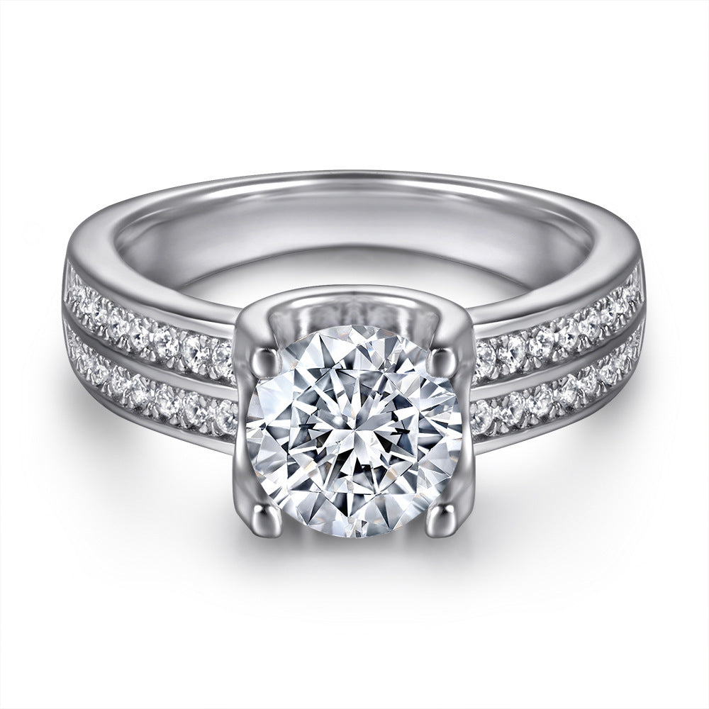 European And American Zircon Silver Ring Fashion Jewelry Women