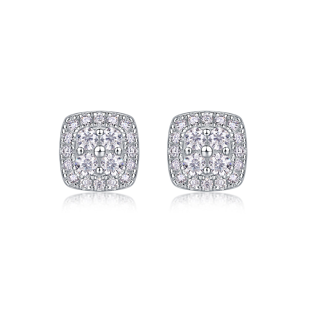 Fog Sea - Fashionable And Luxurious Diamond Jewelry Set With Moissanite S925 Sterling Silver And Platinum-plated Stud Earrings