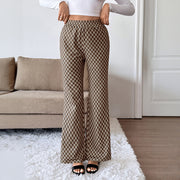 Fashion Commuter Plaid Slightly High Slimming Trousers Women