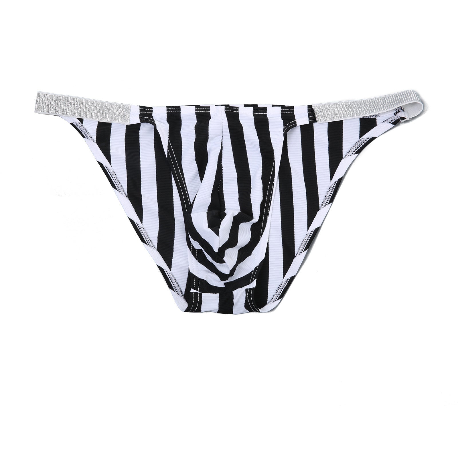 Men's Fashion Sexy Shiny Belt Zebra Striped U Pouch Briefs