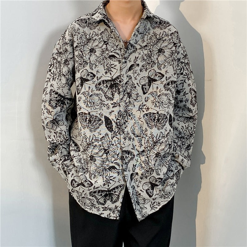 Loose Autumn And Winter Japanese-style Retro Ethnic Style Couple Long Sleeve Shirt