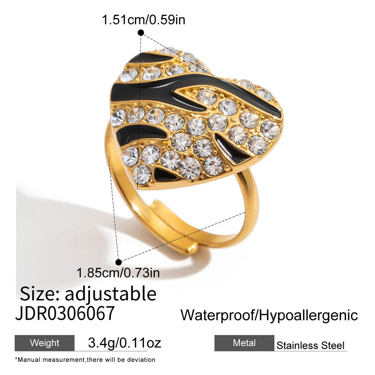 European And American Oil Dripping Rhinestone Titanium Steel Love Heart Earrings Light Luxury High Sense Ear Clip