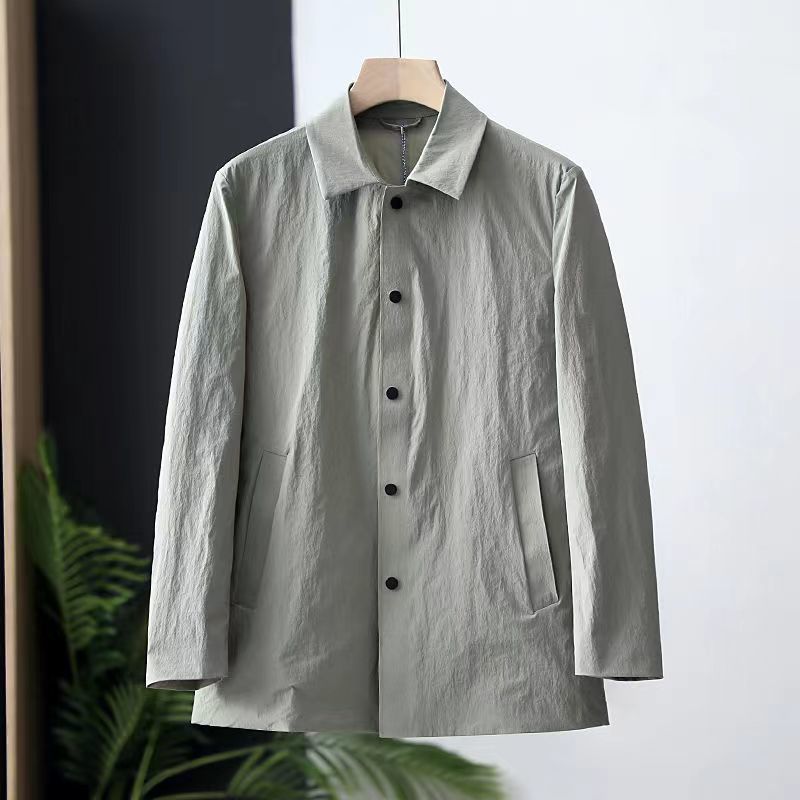 Light Luxury Casual Mid-length Trench Coat Men's Thin Sun-proof Coat Fashion Polo