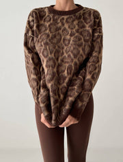 Leopard Knit Sweater - Brown