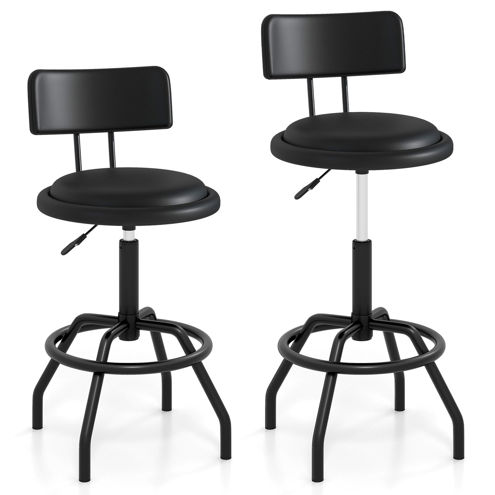 Set of 1/2 360° Swivel Counter Height Barstool with Padded Seat and Back-1 Piece