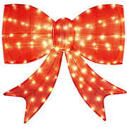 37 Inch Lighted Christmas Bow Decoration with Warm White LED Lights