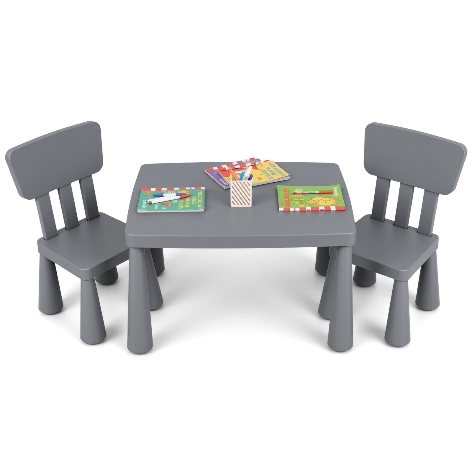 3 Pieces Toddler Multi Activity Play Dining Study Kids Table and Chair Set-Blue