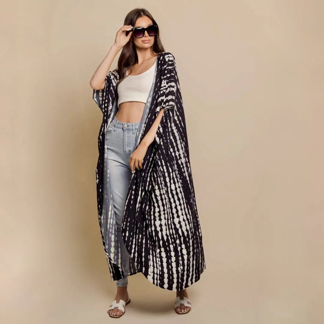Beach Chic Black & White Kimono