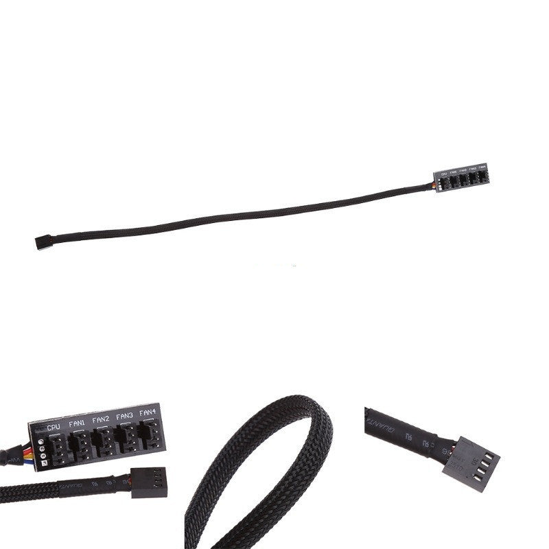 1 To 5 4 Pin TX4 PWM CPU Fan Case Splitter Braided Power Cab
