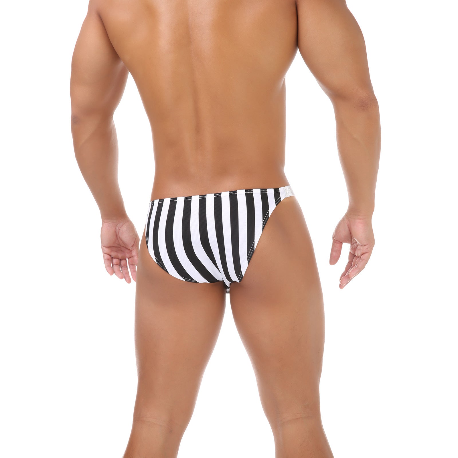Men's Fashion Sexy Shiny Belt Zebra Striped U Pouch Briefs