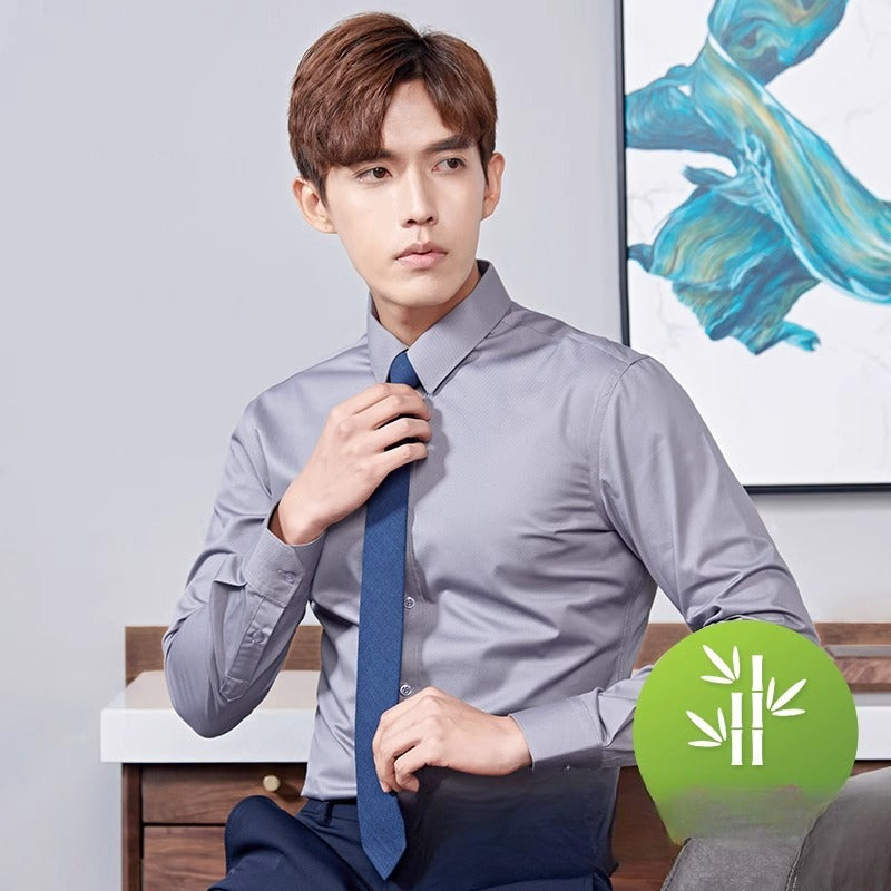 Bamboo Fiber Men's Long-sleeved Autumn Stretch Business Shirt