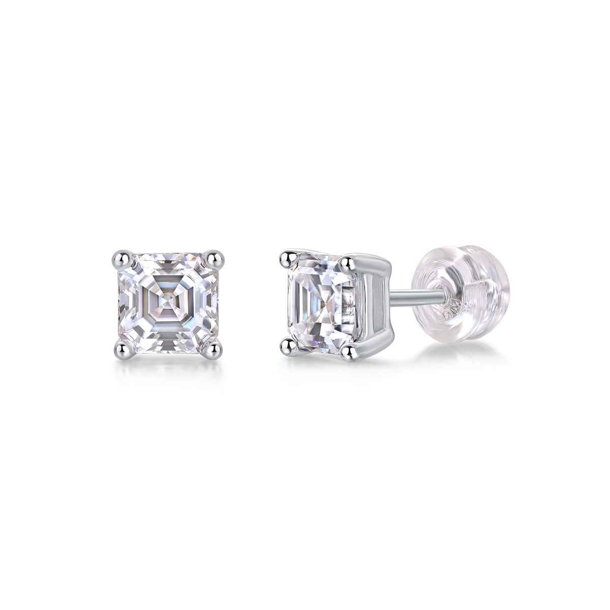 Unrestrained - A Fashionable And Luxurious Diamond Jewelry Piece Set With Square Moissanite S925 Sterling Silver And Platinum-plated Pendant