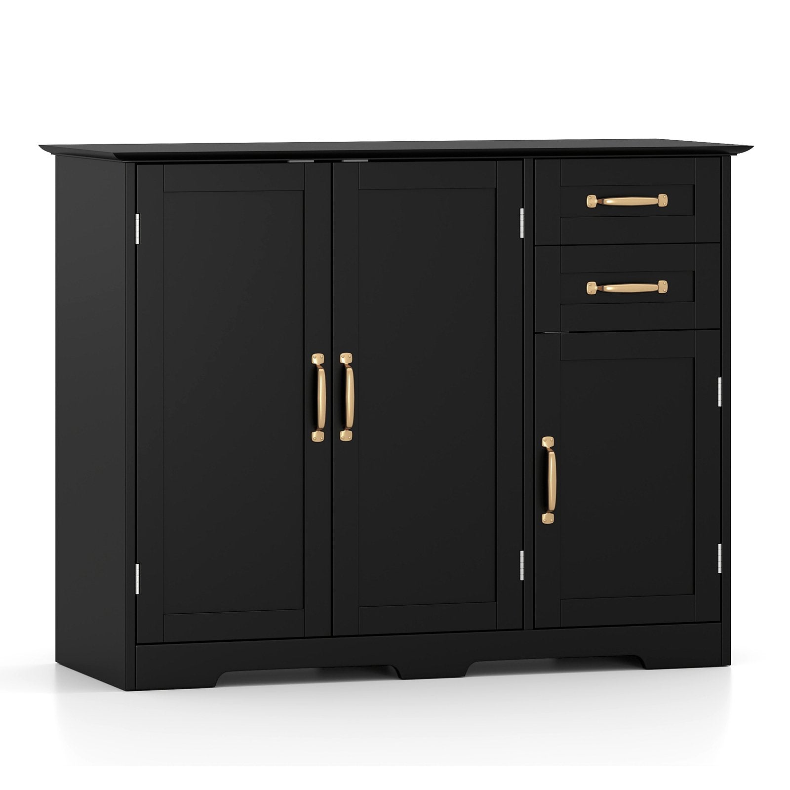 40 Inch Modern Kitchen Sideboard Buffet Cabinet with 2 Drawers and Adjustable Shelf-Black