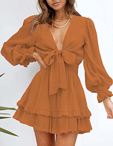 AILUNSNIKA Women's Knotted Tiered Mini Dress