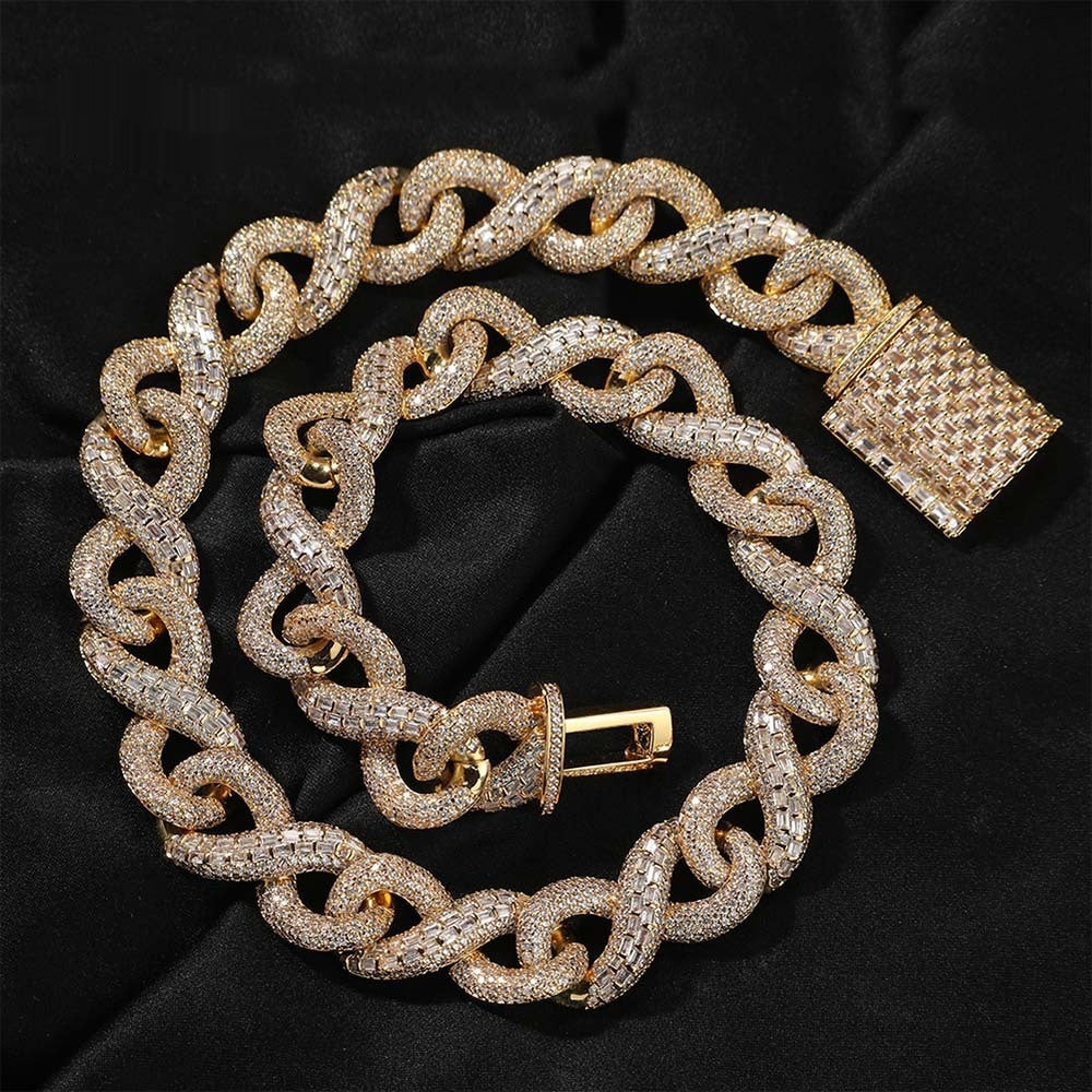 Hip Hop Necklace Silver Mixed Inlaid Zircon Personality High Sense Ornament