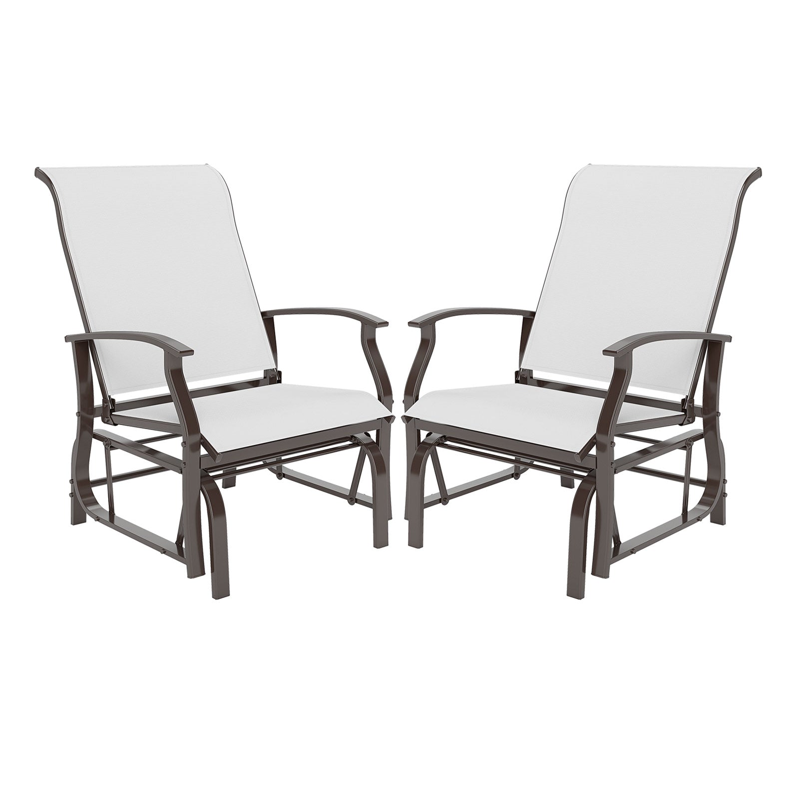 Outdoor Glider Chairs Set of 2 with Ergonomic Backrest and Seat-Beige
