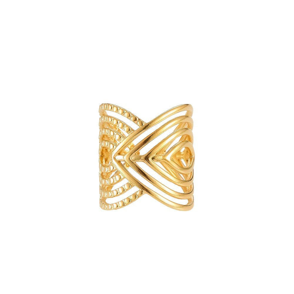 Fashion European And American Style Geometric Ring Female Stainless Steel Ins Cold Wind