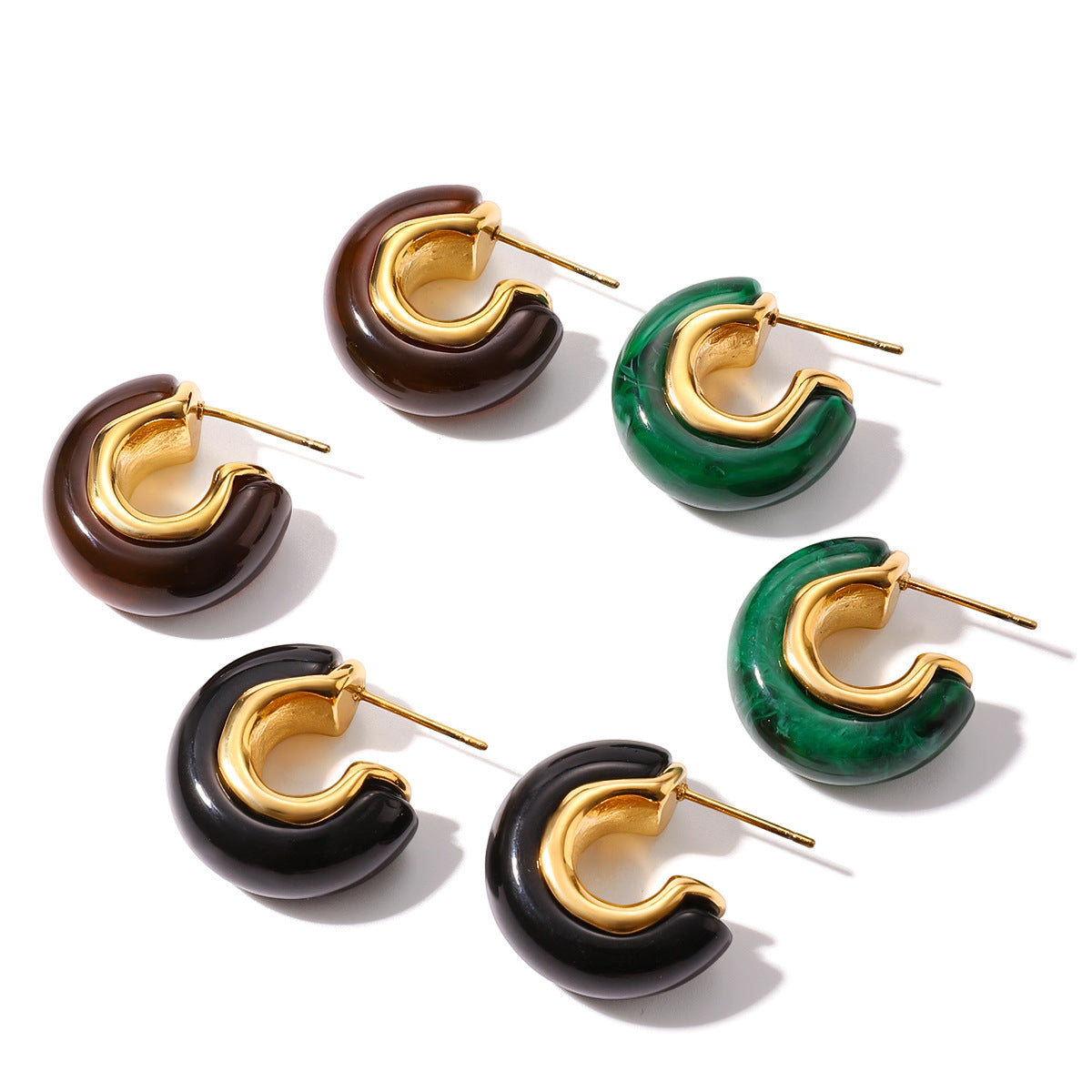 Maillard Resin Earrings Special Interest Light Luxury Stainless Steel